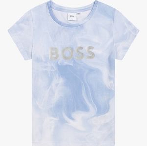 BOSS Kidswear logo-print short sleeve t-shirt, blue tie-dye